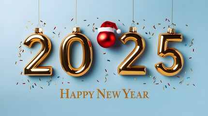 Happy New Year 2025 Background Shiny Golden Numbers Festive Celebration Banner