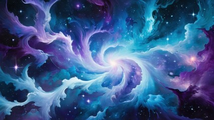 Obraz premium A mesmerizing cosmic swirl of rich purples and blues, depicting a vibrant galaxy filled with stars and swirling clouds. Perfect for science fiction and fantasy artwork
