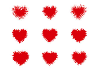 Heart Shapes with Expressive Brushstroke Patterns Perfect for Love, Christmas, Art, and Valentine Projects	