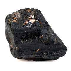 Natural Black Tourmaline Crystal with Intricate Texture and Mineral Inclusions