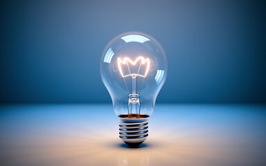 A glowing light bulb on a blue background  representing ideas  innovation  and inspiration   