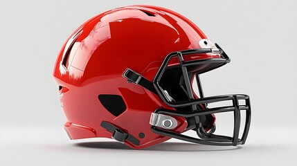 Fototapeta premium Red American Football Helmet with Black Facemask