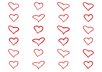 Hand-Drawn Red Heart Outlines: A Collection of Romantic and Playful Heart Shapes for Creative Projects