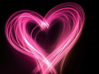 Pink Light Heart Painting on Black Background