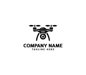 Vector drone logo design. Minimalist flying drone logo. modern drone logo. Simple Drone curved line