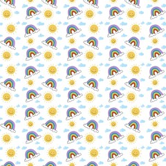 Rainbow, sunny, cloud, blue sky