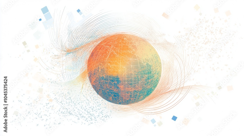 Aufkleber digital globe with network lines – symbolizing global connectivity