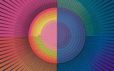 Abstract colorful geometric pattern  vibrant rainbow and blue  modern design  perfect for website backgrounds and graphic design projects   