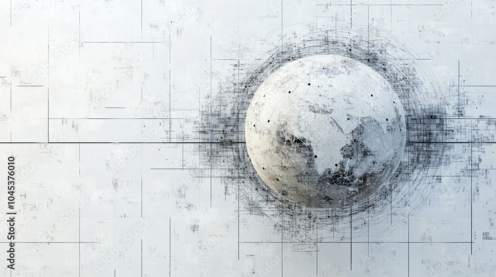 Aufkleber digital globe with network lines – symbolizing global connectivity