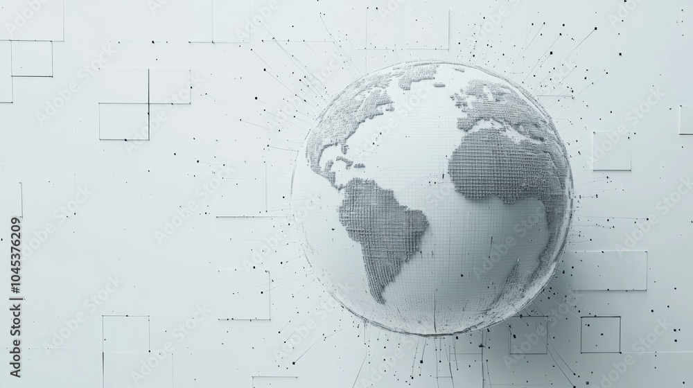 Aufkleber digital globe with network lines – symbolizing global connectivity