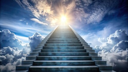 Stairway leading up to a cloudy sky , stairway, clouds, ascension, climb, heaven, sky, upward, steps, outdoors, nature