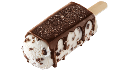 Elegantly detailed front view of a gourmet ice cream bar on a 128:43 clear background.