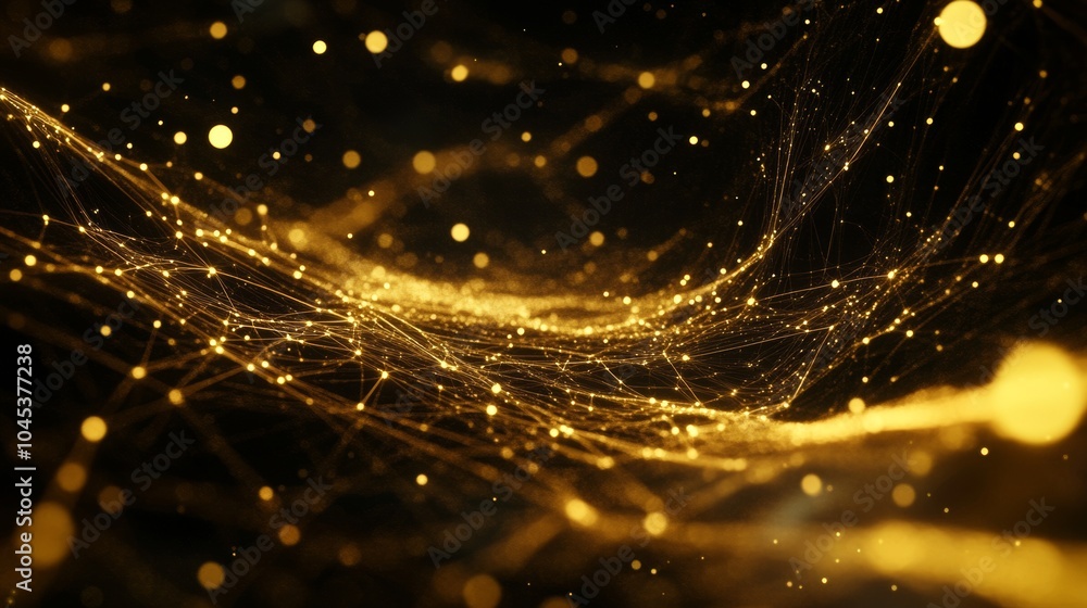 Aufkleber glowing dots and lines. digital landscape of data flow