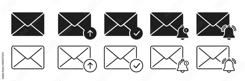 Poster mail envelope vector icon. closed, open with a message email envelope. set sms vector icons in flat 