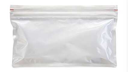 Clear plastic ziplock bag isolated on white background with clipping path Extreme Close-Up