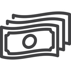 Simple vector cash outline icon on white background