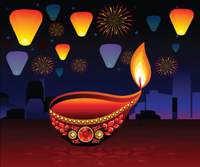 artistic creative detailed diwali background.eps