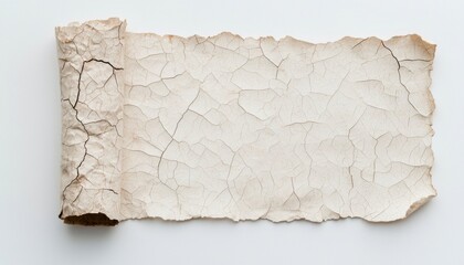Obraz premium Aged and cracked paper scroll with unique textural details for creative projects and historical themes