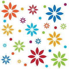Playful Colorful Floral Pattern with dots