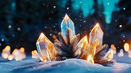 Enchanted Winter Wonderland with Glowing Crystals