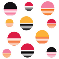 Abstract Geometric Circles with Horizontal Lines