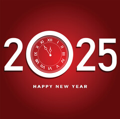 Happy new year 2025 image on red background
