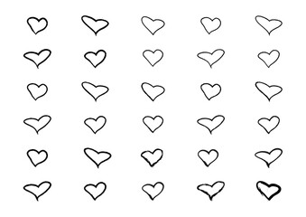 Expressive Black Hearts in Sketchy Style For Christmas, Diwali, Valentine's, Eid, and Other Festivals