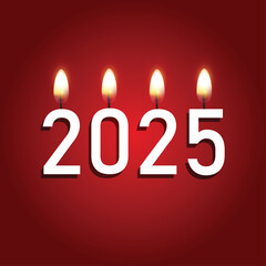 2025 New Year Design on Red Background