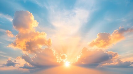 Fototapeta premium Breathtaking sunrise over serene clouds a captivating display of nature's beauty and light