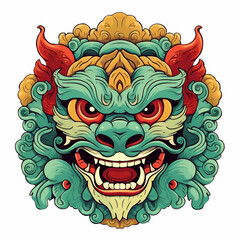 Indonesian spirit mask Barong demon isolated