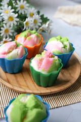 Colourful Blossom Steamed Cupcake or Apam Mekar