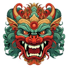 Indonesian spirit mask Barong demon isolated