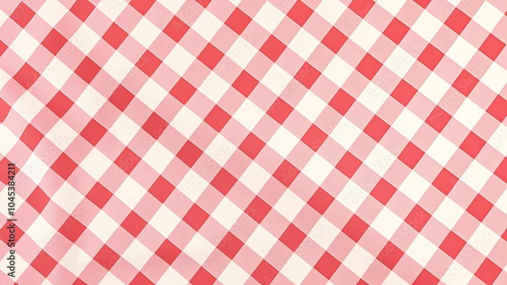 Poster red and white gingham pattern: a classic red and white gingham pattern, perfect for adding a touch o