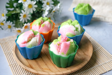 Colourful Blossom Steamed Cupcake or Apam Mekar