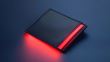 futuristic empty wallet with glowing red interior, symbolizing digital bankruptcy and modern financial challenges. sleek design emphasizes minimalism and technology
