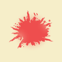 Vintage Grunge Background With halftone Pattern, Offer Button, Photo Frame, Grungy Shape, Old Style Brush With paintbrush, splash, spray, ink splatter and paint marks. artistic graphic box, black blot