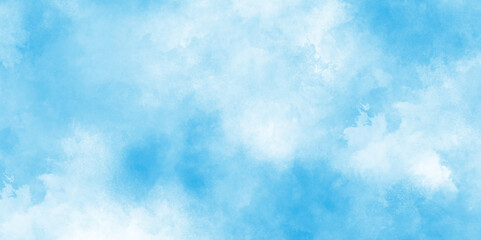 Horizon Spring Morning Sky with clouds, fresh and clear Blue sky and white clouds floated in the sky, there are small and large clouds alternating and moving slowly on blue sky.