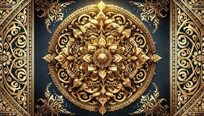 Golden Floral Ornament Pattern Background