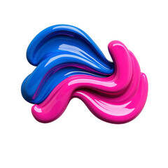 Naklejka premium Vibrant swirl, glossy wave, blue pink fusion, art abstraction, dynamic flow, bright smooth contrast Isolated on white background or PNG