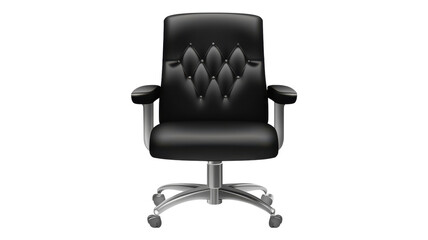 Fototapeta premium Elegant black office chair with comfortable design suited for modern workspaces or home offices in a minimalist style.
