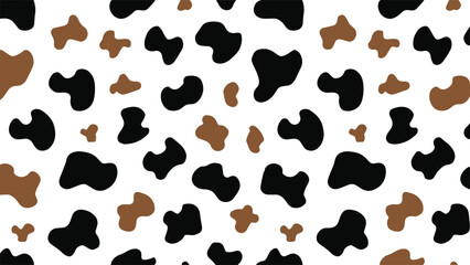 Abstract black and brown cow skin texture or cow print pattern vector. Animal print, repeat pattern design.