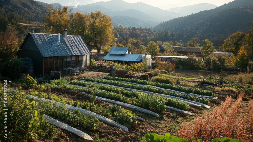 Poster a biodynamic farm practicing regenerative methods, using natural cycles and composting to create a c