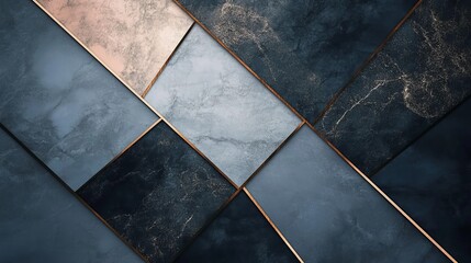 Abstract Geometric Background. Luxurious Dark Blue and Copper Pattern, Elegant Texture Design.