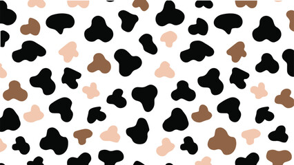 Abstract cow print pattern vector. Cow skin texture with abstract black, brown, and cream colors.