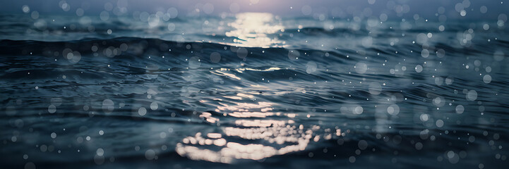 Abstract blue water with white bokeh  perfect for calming and serene designs  evoking a sense of tranquility and peace   