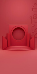 Red Minimalist Geometric Shapes Product Display Mockup for Branding and Presentation   