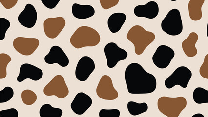 Vector abstract black and brown cow print pattern or cow skin texture