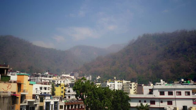 Rishikesh City with Mountains in Background