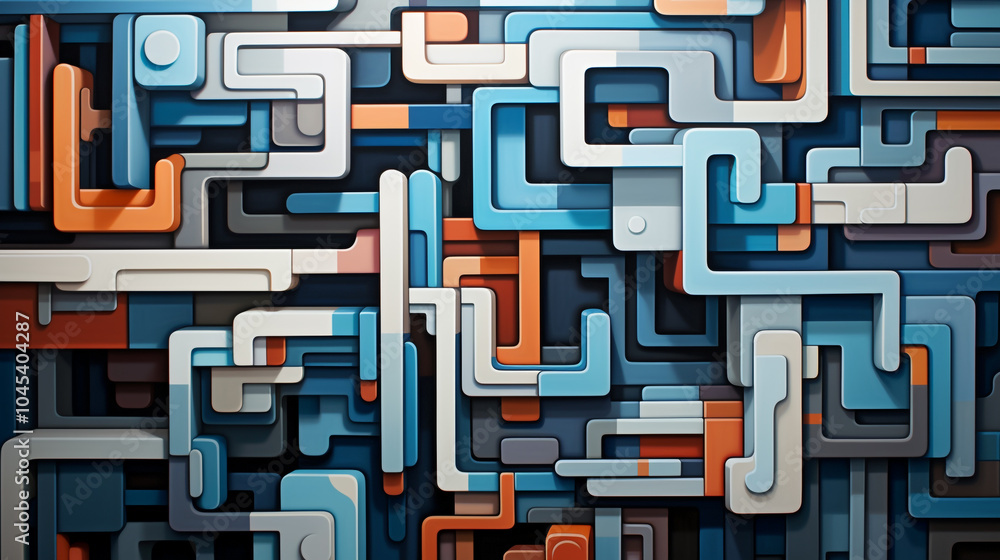 Poster a colorful abstract painting with many different shapes and colors. the painting is full of energy a