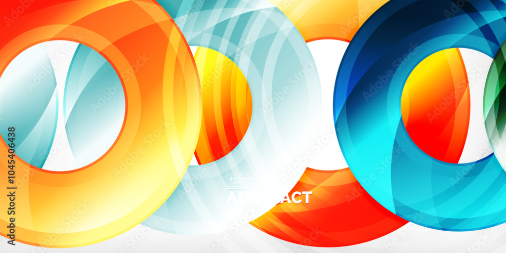 Poster bright colorful circles with light effects. abstract background